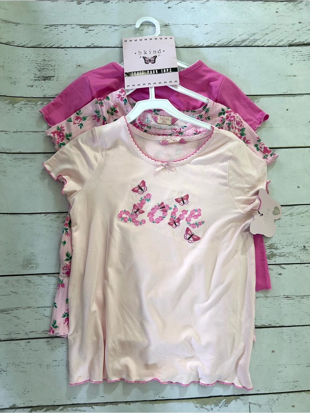 Lot of 3 bkind Floral Pink Girls Tops Sz 12 NWT